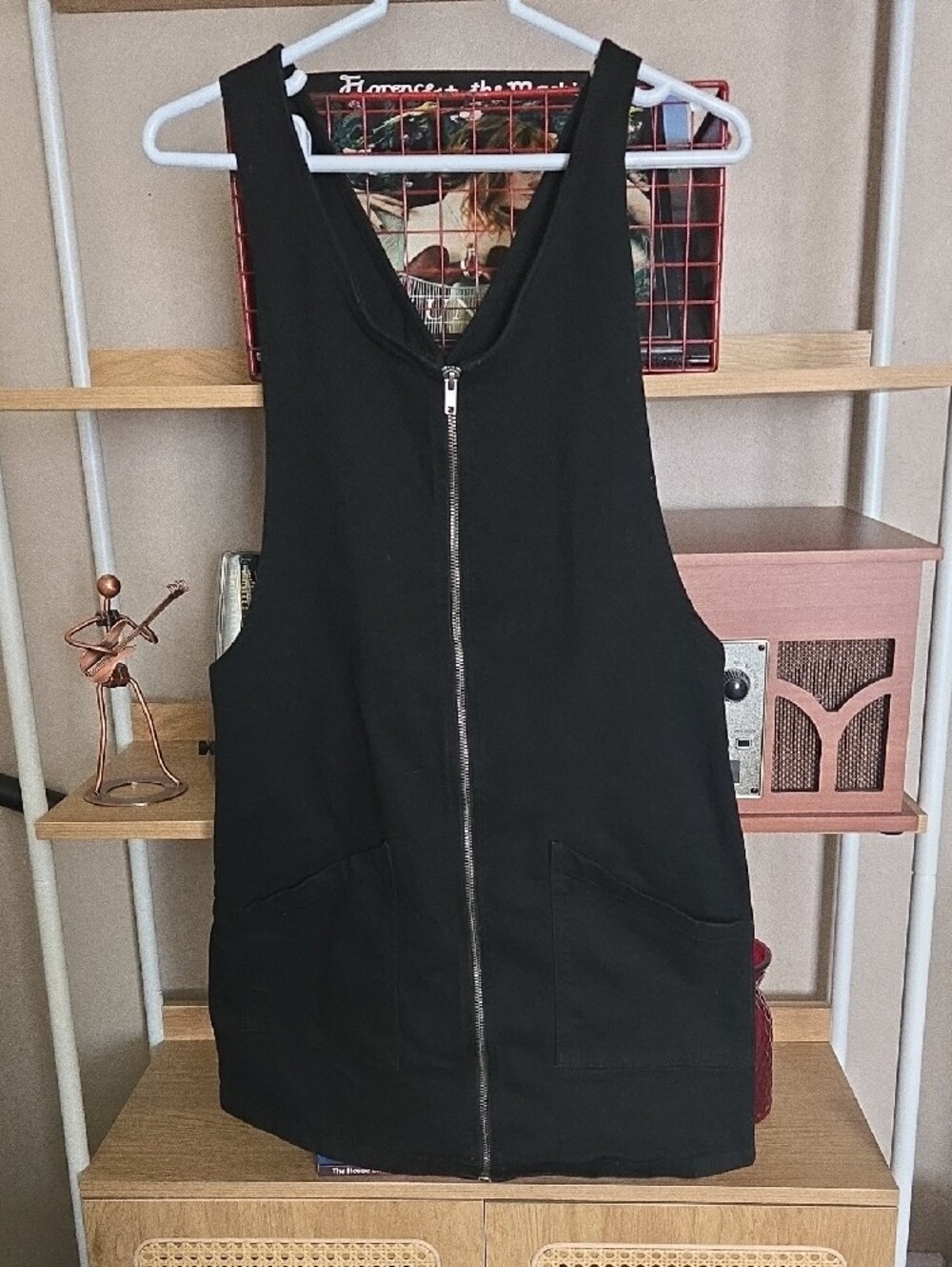 SO Black Denim Zip Front Jumper Dress Pinafore Overall Mini Dress Womens Small - Picture 3 of 13